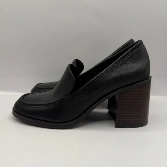 Crown Vintage Black Leather Chunky Loafer Pumps Women's Size 8 M - Picture 2 of 8